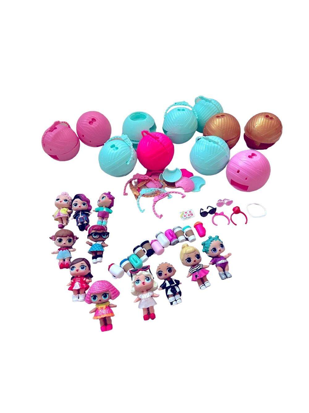 Lot of 11 LOL Dolls and 20+ Accessories